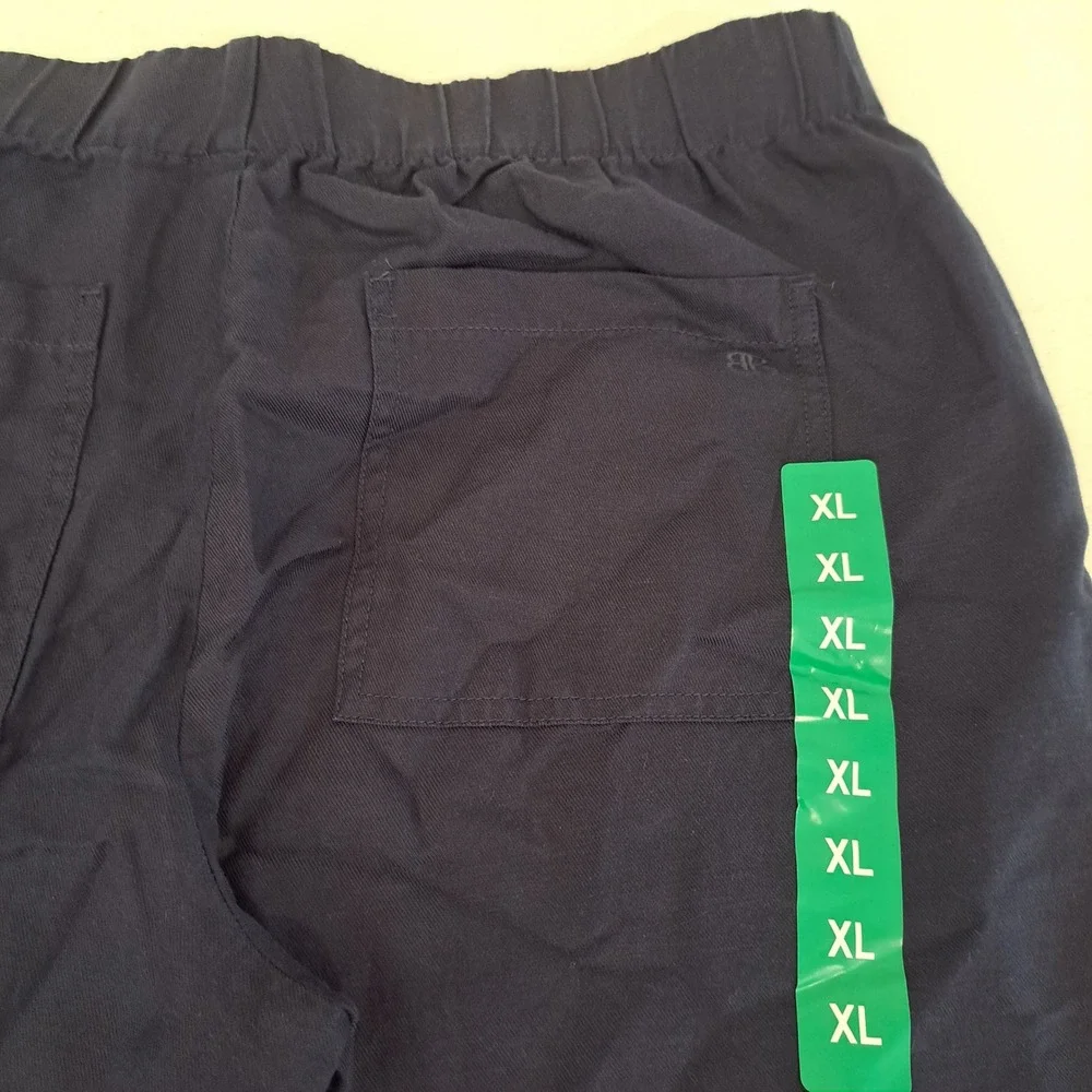 Banana Republic Womens Pants XL Navy Blue Elastic Waist Linen Blend 1858-252